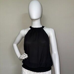 KRISA: NWT, Smock Hem Halter Top, Size - S, Color - Black, MSRP - $110